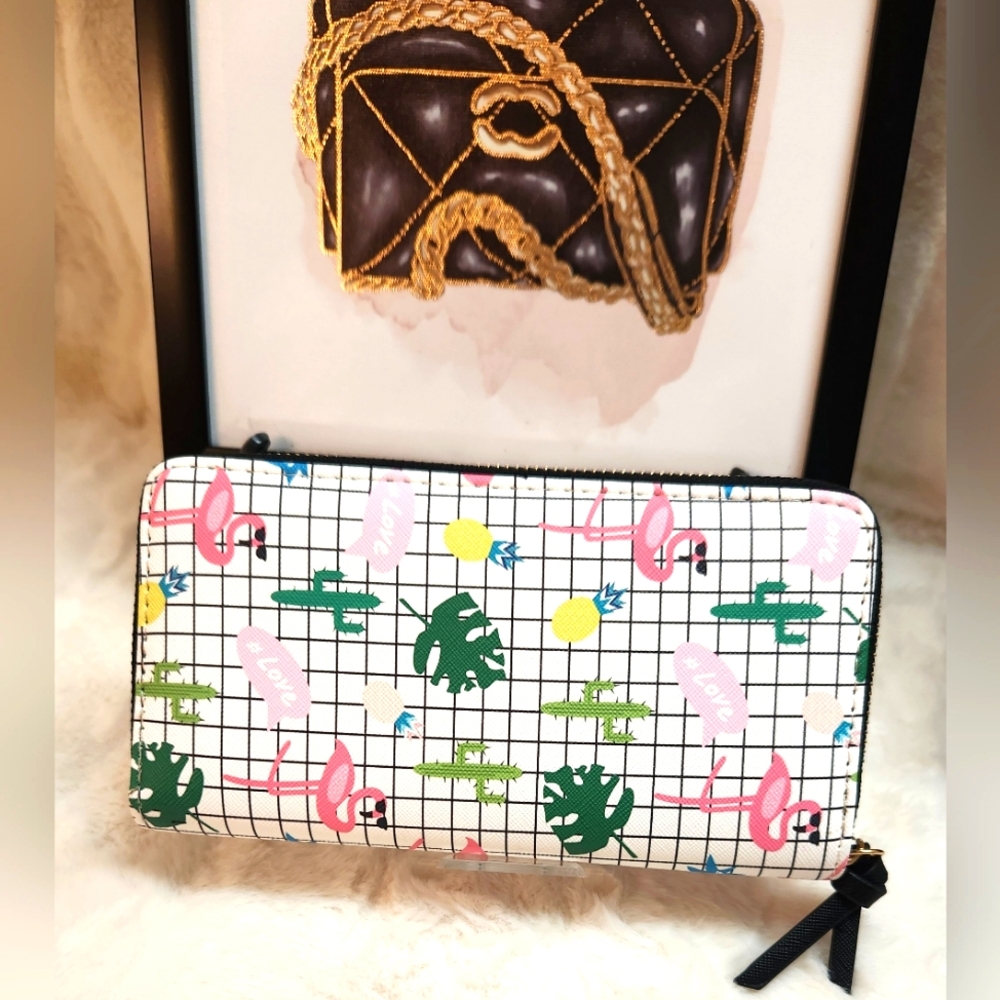Colorful Patterned FLAMINGO Women's Wallet. NWOT